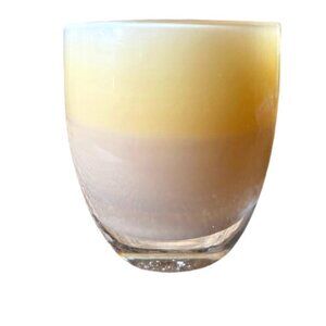 Glassybaby Hugs Cream Beige Clear Candleholder Handmade in the USA